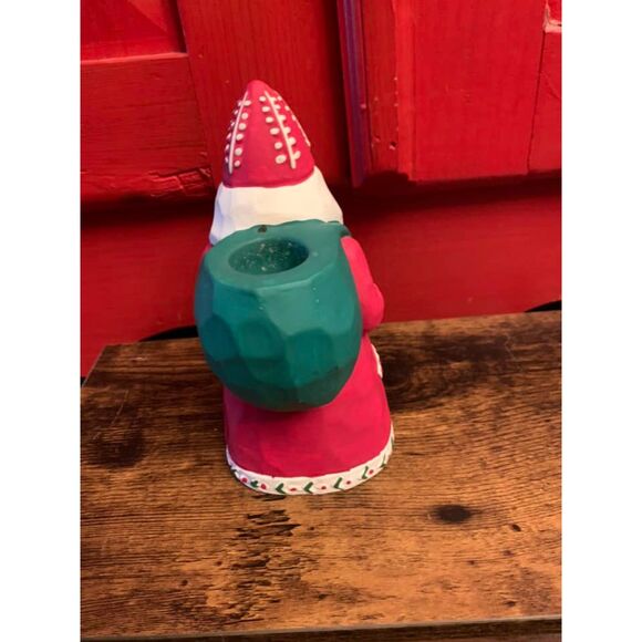 Santa Claus Taper Candle Holder Traditional Santa Christmas Holiday 6.5" approx. - Picture 3 of 5